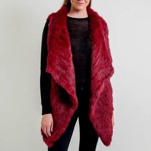 Love Token Chloe Genuine Rabbit Fur Vest, Wine - LT12-08